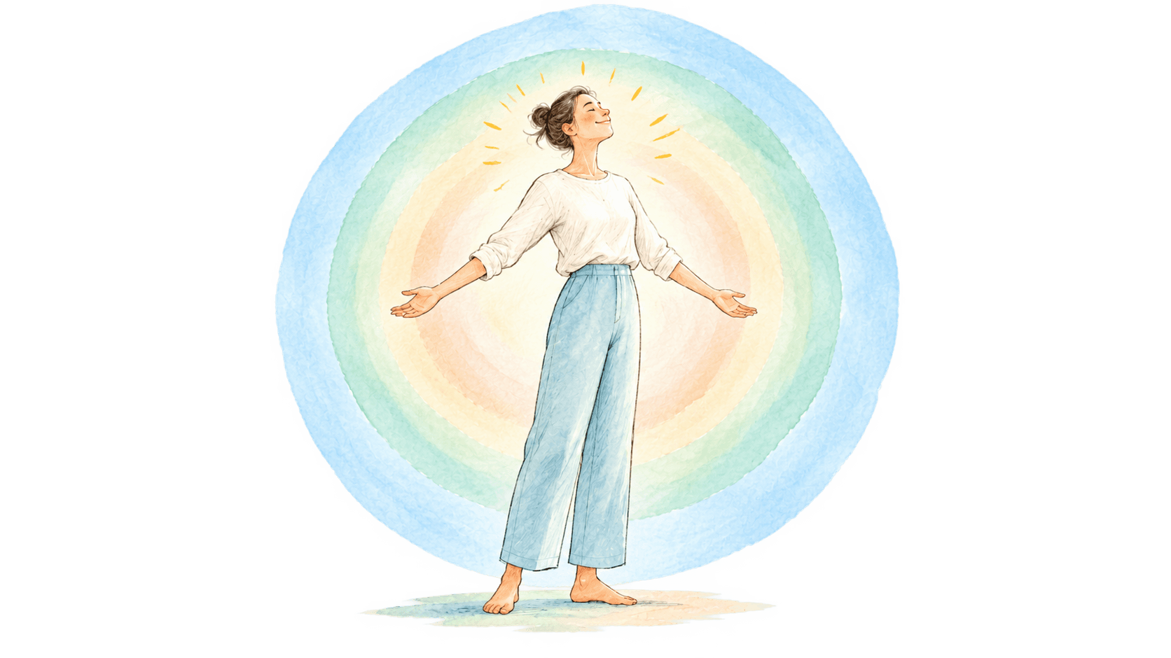 Persona surrounded by a colorful guidance aura